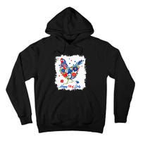 Happy 4th Of July Floral Chicken Flowers Patriotic Usa Flag Tall Hoodie