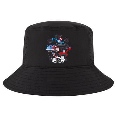 Happy 4th Of July Crane Truck Construction Toddler Boys Cool Comfort Performance Bucket Hat