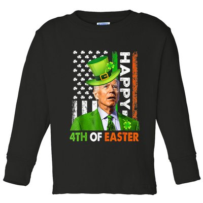 Happy 4th Of Easter Joe Biden St Patricks Day Leprechaun Toddler Long Sleeve Shirt