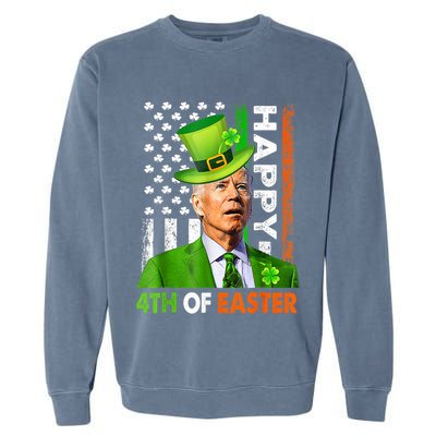 Happy 4th Of Easter Joe Biden St Patricks Day Leprechaun Garment-Dyed Sweatshirt