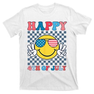 Happy 4th of July Smile Sunglasses Patriotic American Flag T-Shirt