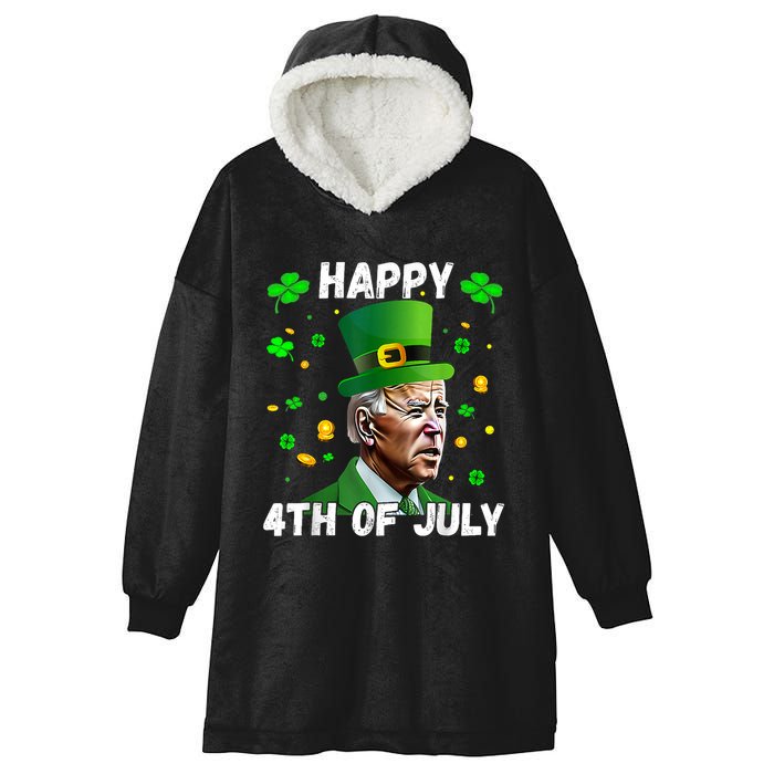 Happy 4th Of July Confused Funny Joe Biden St Patricks Day Hooded Wearable Blanket
