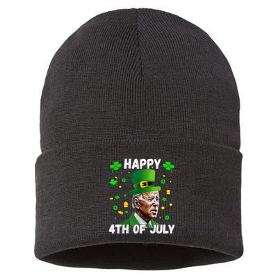 Happy 4th Of July Confused Funny Joe Biden St Patricks Day Sustainable Knit Beanie