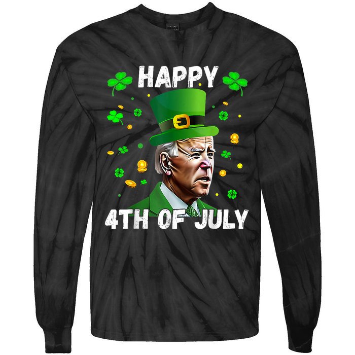 Happy 4th Of July Confused Funny Joe Biden St Patricks Day Tie-Dye Long Sleeve Shirt