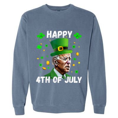 Happy 4th Of July Confused Funny Joe Biden St Patricks Day Garment-Dyed Sweatshirt