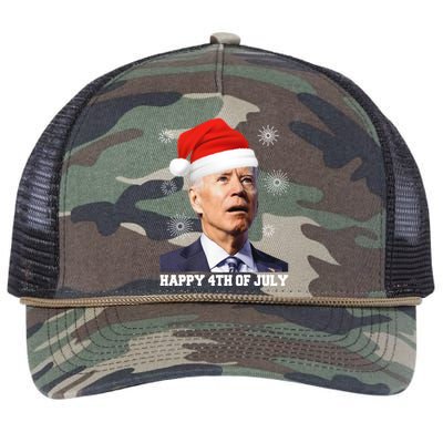 Happy 4th Of July Biden Christmas Santa Hat Funny Xmas Great Gift Retro Rope Trucker Hat Cap