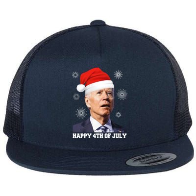 Happy 4th Of July Biden Christmas Santa Hat Funny Xmas Great Gift Flat Bill Trucker Hat