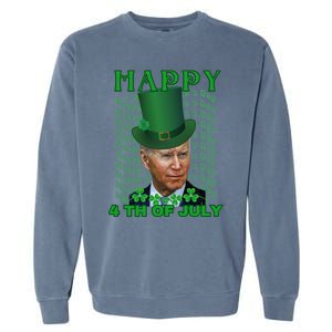 Happy 4th Of July Confused Funny Joe Biden St Patrick Day Gift Garment-Dyed Sweatshirt