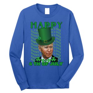 Happy 4th Of July Confused Funny Joe Biden St Patrick Day Gift Long Sleeve Shirt