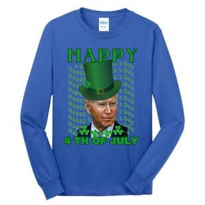 Happy 4th Of July Confused Funny Joe Biden St Patrick Day Gift Tall Long Sleeve T-Shirt