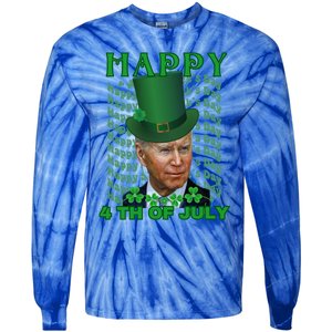 Happy 4th Of July Confused Funny Joe Biden St Patrick Day Gift Tie-Dye Long Sleeve Shirt