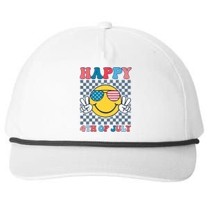 Happy 4th Of July Smile Sunglasses Patriotic American Flag Snapback Five-Panel Rope Hat