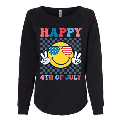 Happy 4th Of July Smile Sunglasses Patriotic American Flag Womens California Wash Sweatshirt