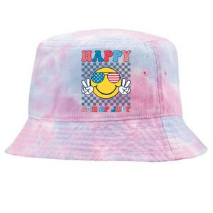 Happy 4th Of July Smile Sunglasses Patriotic American Flag Tie-Dyed Bucket Hat