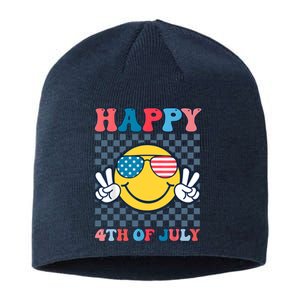 Happy 4th Of July Smile Sunglasses Patriotic American Flag Sustainable Beanie