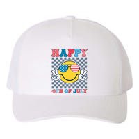 Happy 4th Of July Smile Sunglasses Patriotic American Flag Yupoong Adult 5-Panel Trucker Hat