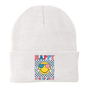 Happy 4th Of July Smile Sunglasses Patriotic American Flag Knit Cap Winter Beanie