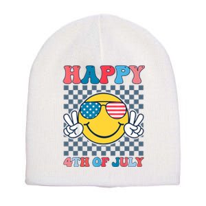 Happy 4th Of July Smile Sunglasses Patriotic American Flag Short Acrylic Beanie