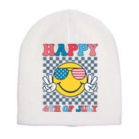 Happy 4th Of July Smile Sunglasses Patriotic American Flag Short Acrylic Beanie