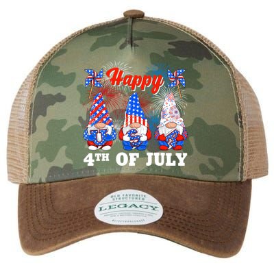 Happy 4th Of July Fireworks Patriotic Usa Gnomes Lovers Cool Gift Legacy Tie Dye Trucker Hat