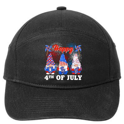 Happy 4th Of July Fireworks Patriotic Usa Gnomes Lovers Cool Gift 7-Panel Snapback Hat