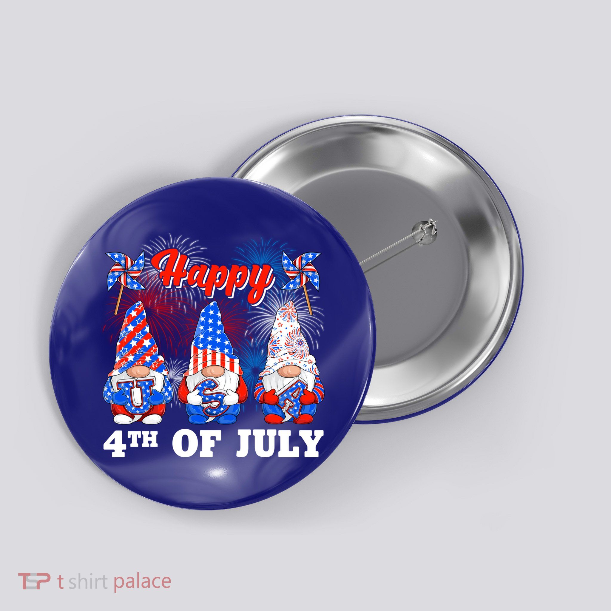 Happy 4th Of July Fireworks Patriotic Usa Gnomes Lovers Cool Gift Button