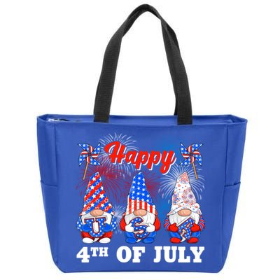 Happy 4th Of July Fireworks Patriotic Usa Gnomes Lovers Cool Gift Zip Tote Bag
