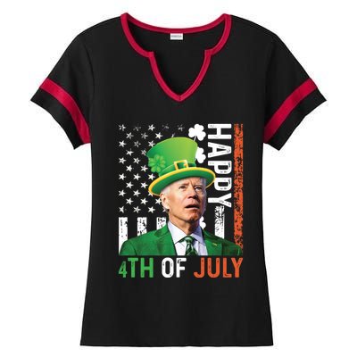 Happy 4th Of July Confused Funny Joe Biden St Patricks Day Gift Ladies Halftime Notch Neck Tee