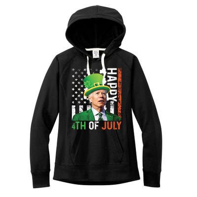 Happy 4th Of July Confused Funny Joe Biden St Patricks Day Gift Women's Fleece Hoodie