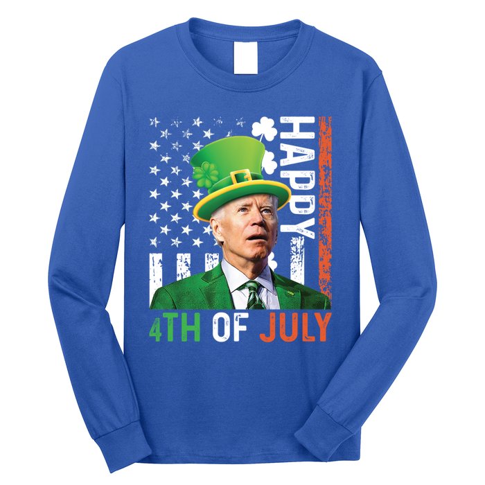 Happy 4th Of July Confused Funny Joe Biden St Patricks Day Gift Long Sleeve Shirt