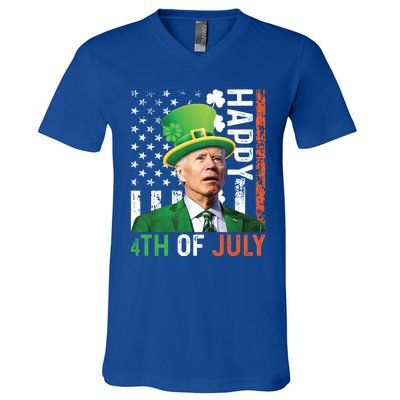 Happy 4th Of July Confused Funny Joe Biden St Patricks Day Gift V-Neck T-Shirt