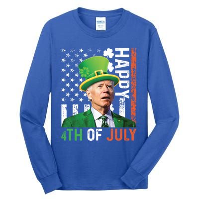 Happy 4th Of July Confused Funny Joe Biden St Patricks Day Gift Tall Long Sleeve T-Shirt