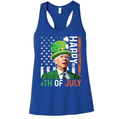 Happy 4th Of July Confused Funny Joe Biden St Patricks Day Gift Women's Racerback Tank