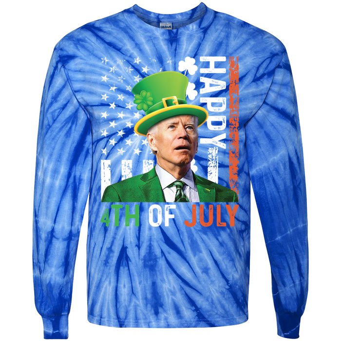 Happy 4th Of July Confused Funny Joe Biden St Patricks Day Gift Tie-Dye Long Sleeve Shirt