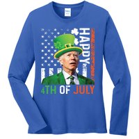 Happy 4th Of July Confused Funny Joe Biden St Patricks Day Gift Ladies Long Sleeve Shirt