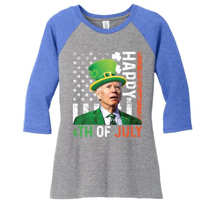 Happy 4th Of July Confused Funny Joe Biden St Patricks Day Gift Women's Tri-Blend 3/4-Sleeve Raglan Shirt