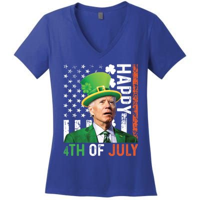 Happy 4th Of July Confused Funny Joe Biden St Patricks Day Gift Women's V-Neck T-Shirt