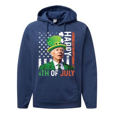 Happy 4th Of July Confused Funny Joe Biden St Patricks Day Gift Performance Fleece Hoodie