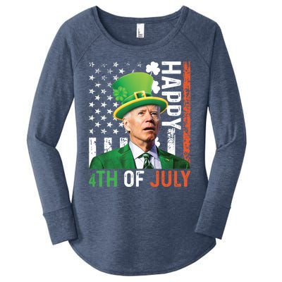 Happy 4th Of July Confused Funny Joe Biden St Patricks Day Gift Women's Perfect Tri Tunic Long Sleeve Shirt