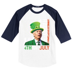 Happy 4th Of July Confused Funny Joe Biden St Patricks Day Gift Baseball Sleeve Shirt