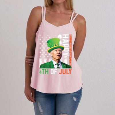 Happy 4th Of July Confused Funny Joe Biden St Patricks Day Gift Women's Strappy Tank