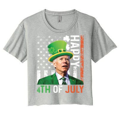 Happy 4th Of July Confused Funny Joe Biden St Patricks Day Gift Women's Crop Top Tee