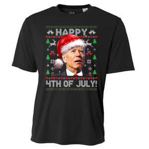 Happy 4th Of July Merry Santa Hat Biden Ugly Christmas Cooling Performance Crew T-Shirt