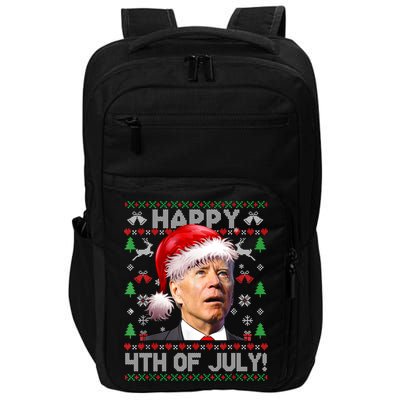 Happy 4th Of July Merry Santa Hat Biden Ugly Christmas Impact Tech Backpack
