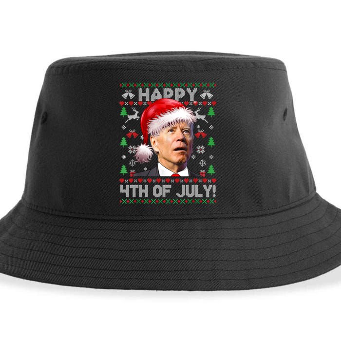 Happy 4th Of July Merry Santa Hat Biden Ugly Christmas Sustainable Bucket Hat