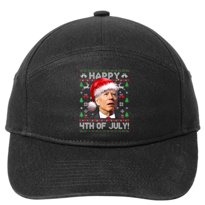 Happy 4th Of July Merry Santa Hat Biden Ugly Christmas 7-Panel Snapback Hat