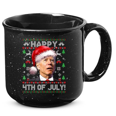 Happy 4th Of July Merry Santa Hat Biden Ugly Christmas 15oz Campfire Ceramic Mug