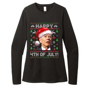 Happy 4th Of July Merry Santa Hat Biden Ugly Christmas Womens CVC Long Sleeve Shirt