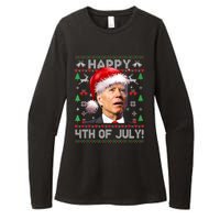 Happy 4th Of July Merry Santa Hat Biden Ugly Christmas Womens CVC Long Sleeve Shirt