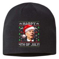 Happy 4th Of July Merry Santa Hat Biden Ugly Christmas Sustainable Beanie